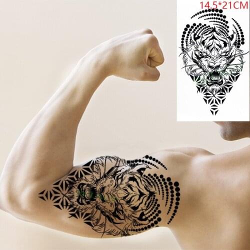 Waterproof Temporary Tattoo Sticker Tiger Triangle Circle Dot Pattern Tatto Stickers Flash Tatoo Fake Tattoos for Men Women