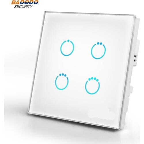 Z-Wave Plus MCO home Glass Touch Panel power Switch EU868.42MHz 4 gang ON/OFF power 4 relay switch MH-S314 lamp light control
