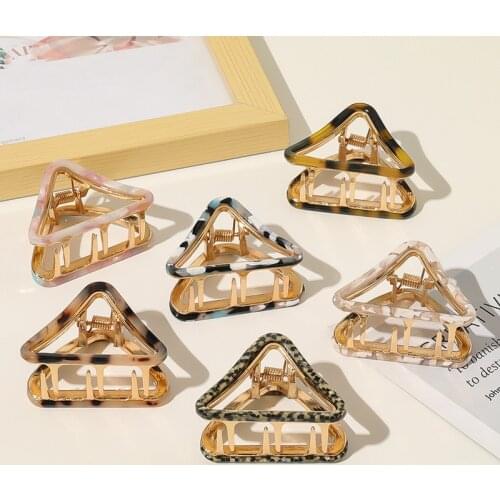 2021 New Women Girls Triangle Hollow Acetate Hair Claws Sweet Headband Hair Clips Hairpins Claw Crabs Fashion Hair Accessories