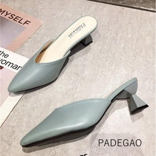 2020 Womens Slippers Black Solid Summer High Heel Slippers Elegant Concise Outside Women Slippers