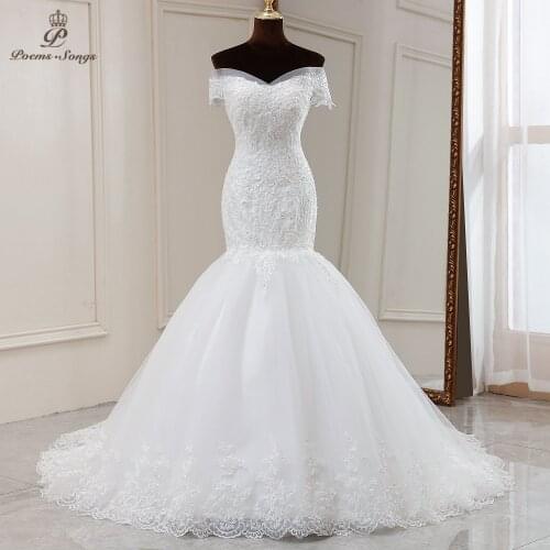 New Real video Sexy Boat Neck style mermaid wedding dress 2021 marriage dress robe de mariee vestidos de novia sereia