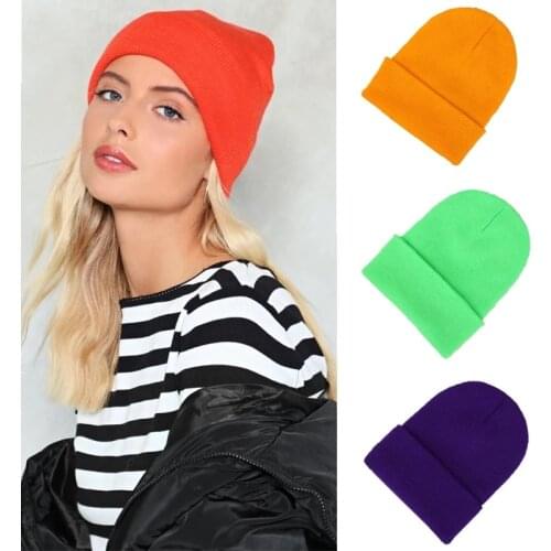Winter Hats for Woman New Beanies Knitted Fluorescent Hat Girls Autumn Female Beanie Caps Warmer Bonnet Ladies Casual Cap