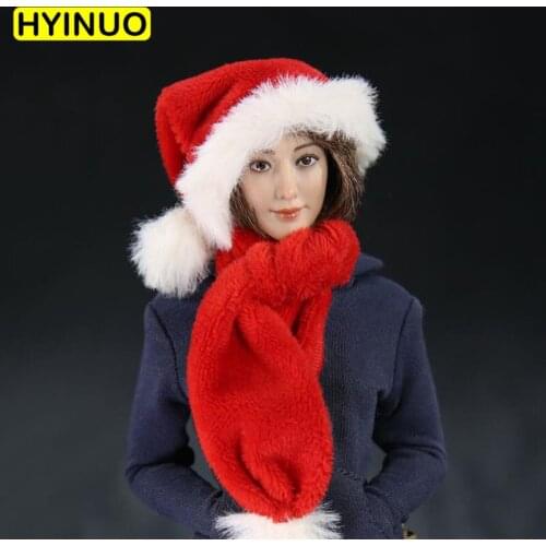 1/6 Scale US Popular Christmas Hat Woman Christmas Female Santa Claus Scarf Red Scarf Toy for 12" Action Figure Body Accessory