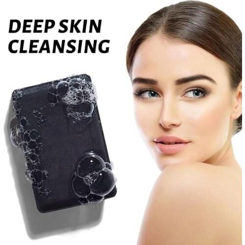 1pc Black Soap Cocoa Bean Vitamin E Black Soap Body Moisturizing Skin Cleaning Soap Herbal Bamboo Charcoal Shea Butter Soaps