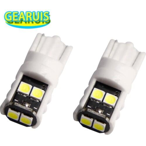 100pcs T10 ceramic 6 smd 3030 LED 30MA 27*10*11MM 194 W5W Motor Car Interior Side Light Indicator License Plate Lamps DC 12V 10