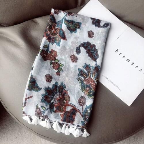 2021 Women Fashion Butterfly Printed Pattern Sequins Lurex Cotton Scarf 10pcs/lot