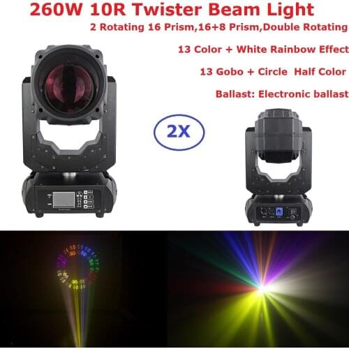 2XLot Twister Beam Lights 260W 10R Beam Spot Moving Head Stage Lights 2 Gobo Wheel 1 Color Wheel LED LCD Touch Screen Fast Ship
