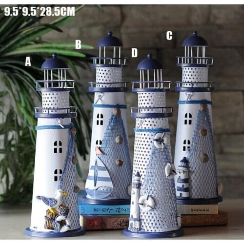 4 pcs 9.5*28.5 CM Mediterranean-style lighthouse wrought iron Candlestick Candle holder Home decoration