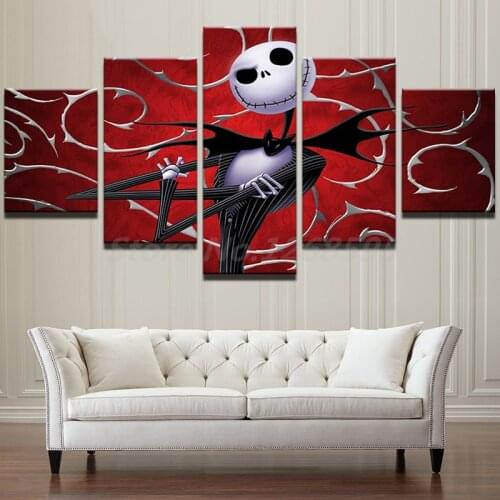 Nightmare Before Christmas Jack Wallpaper 5 Pieces Art Canvas Poster Painting Wall Picture Print Home Bedroom Decoration Artwork