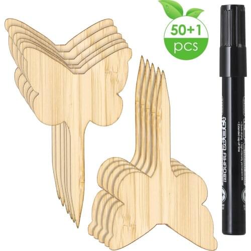 6 x 10 x 0.2cm 50pcs Bamboo Plant Seed Labels Vegetable Garden Markers Nursery Garden Plants Tags with a Pen