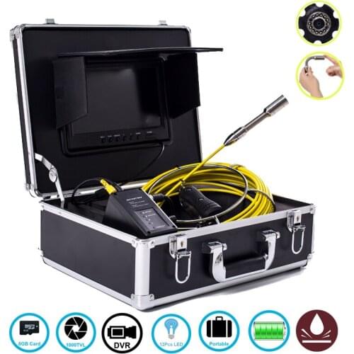 9inch 20m 23M Sewer Drain Pipe Inspection Camera DVR Function With 8GB Card Plumbing Inspection Camera Systems IP68 Waterproof