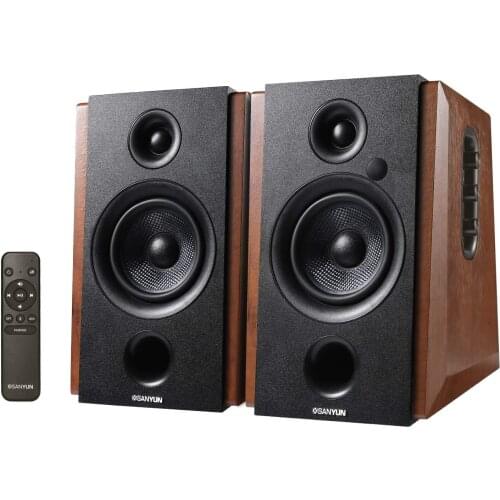Sanyun SW228BT Active Bluetooth Bookshelf Speakers – 2.0 4Inch Carbon Fiber Speaker- Wireless Studio Monitors - AptX Codec Built
