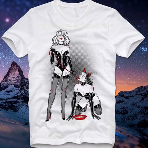 T Shirt BDSM Bondage Sexy Hot Girls Mistress Slave Cat Girl Punishment Pinup Pin Up Men Cotton Tees Streetwear Harajuku