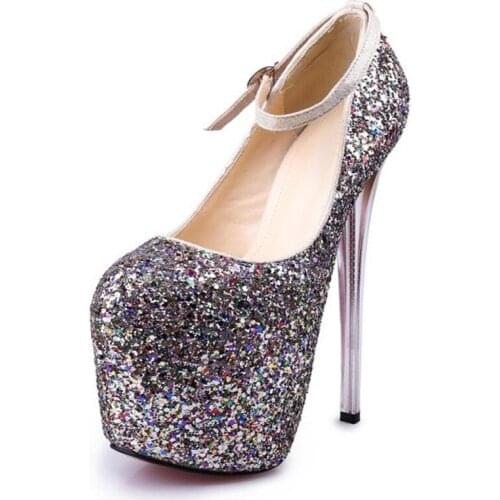Glittering Plus Size 34-43 Sexy High Heels Platform Shoes Women Pumps Lady Nightclub Party Shoes Woman Catwalk XKD3072