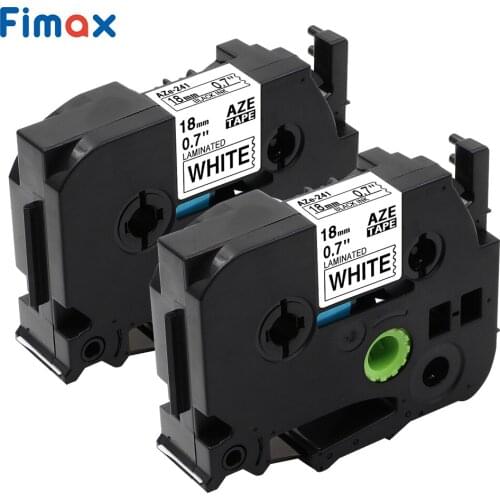 Fimax 2 Packs TZe241 Compatible for Brother P-touch Label Tape TZe-241 TZ-241 18mm Black on White for Brother P-touch Tze Label