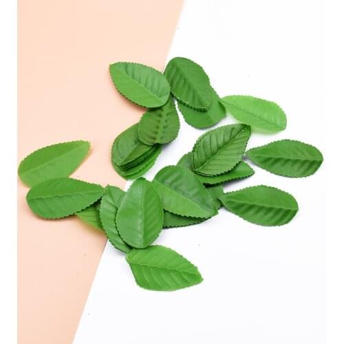 200pcs Cheap Silk Leaf Handmake Artificial green Leaves For Wedding home Decoration DIY Wreath Gift Scrapbook Craft Fake Flower