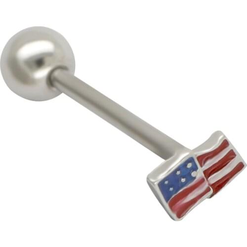 JHJT 14G Tongue Barbell American Plugs Shape 316L Stainless Steel Tongue Piercing Body Jewelry