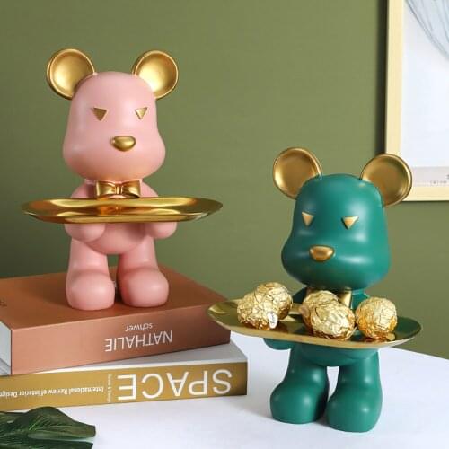 Cute Bear Statue,Sculpture,Ornaments,Home Living Room Table Decoration,Figurines,Porch Cabinet,Storage Tray,Candy Fruits Dish
