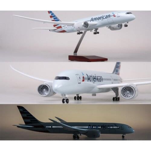 47cm 1/130 Scale American Airlines Airplane Boeing B787 Dreamliner Aircraft Airplane Model Light Wheel Diecast Resin Plane