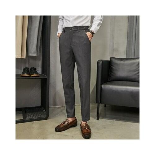 Mens trousers Korean version of the trend of casual mens trousers nine-point trousers Slim feet wild British 9-point trousers