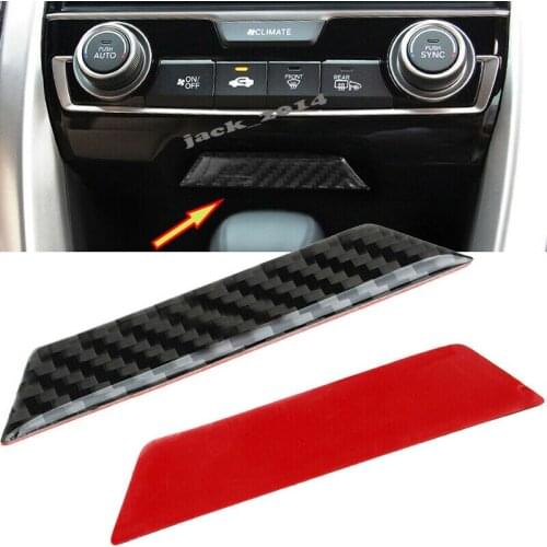 Carbon Fiber Console Storage Box Trim Sticker For Honda Civic Gen 2016 2017 2018 2019