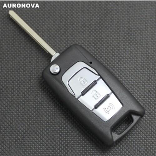AURONOVA New Upgrade Folding Key Shell for Ssang yong Korando New Actyon C200 2016 2017 3 Button Remote Car Key Fob Case