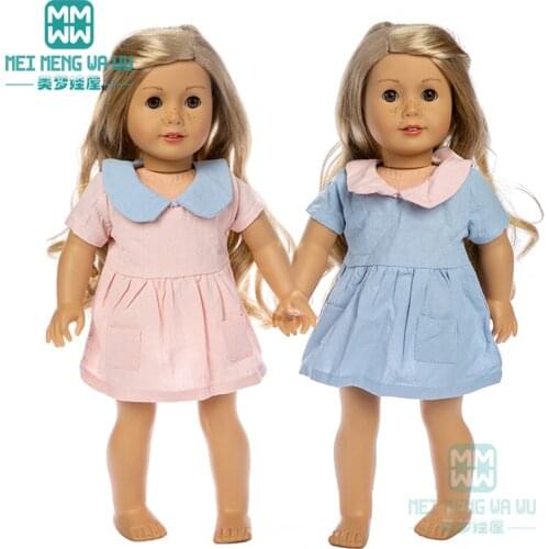 Clothes for doll fit 45cm American doll accessories Fashion blue pink doll dress, home suit
