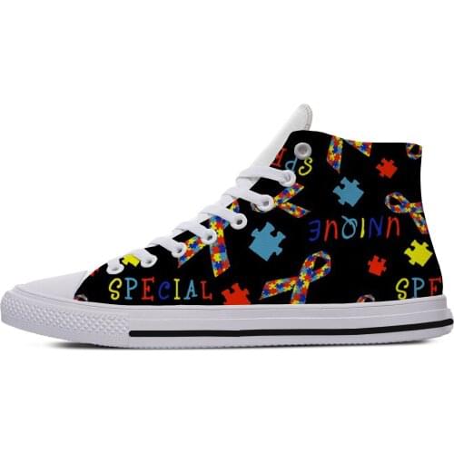 Autism Awareness jigsaw puzzle New Arrive Fashion Lightweight High Top Canvas Shoes Men Women Casual Breathable Sneakers