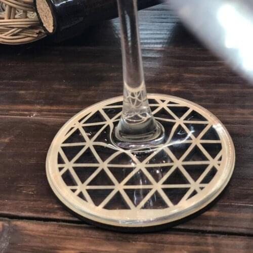 Geometric Drink Coasters Wood Engraved Coasters Personalized Wedding Gift Customized Kitchen Accessories Decoration Home