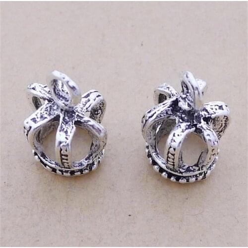 BULK 30pcs Lots Zinc Alloy Antique Silver Plated 3D Crown Charms Pendants DIY Jewelry Accessory 18*13mm 2.2g