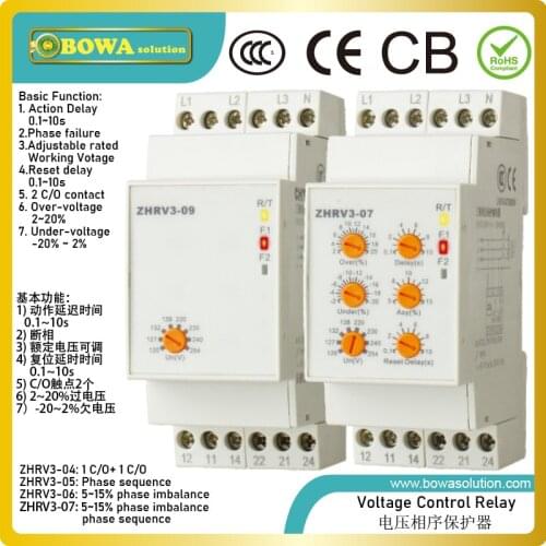 ZHRV3 adjutable voltage protector with action delay also has "reset delay, adjustable rated voltage & phase protector" functions