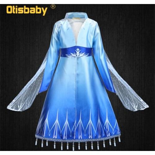 Elsa 2 Christmas Girls Elsa Dress Coat Halloween Costume Child Anna Elsa Dress Up light Blue Crystal Clothes Fantasia Elza Frock