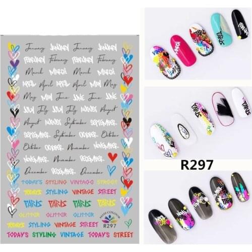 Self-adhesive 3D Stickers for Nail Color Love Heart Letter Nail Art Decorations Small Size Fashion Stickers Women Girl Nail Foil