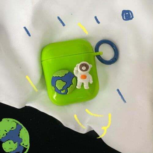 Cute Astronoaut Case For Apple AirPods 1 2 Case TPU Headphone Case Keychain For Airpods Pro Earphone Cover