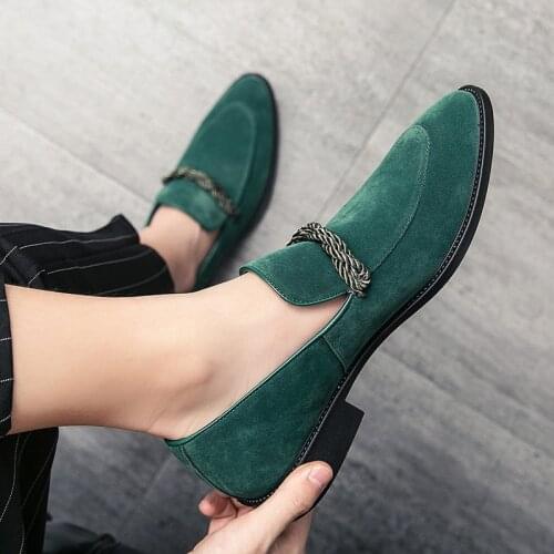 High Quality Mens Shoes Artificial Suede Pointed Toe Loafers Low-heeled Retro Classic Slip On Fashion Everyday Casual Shoes