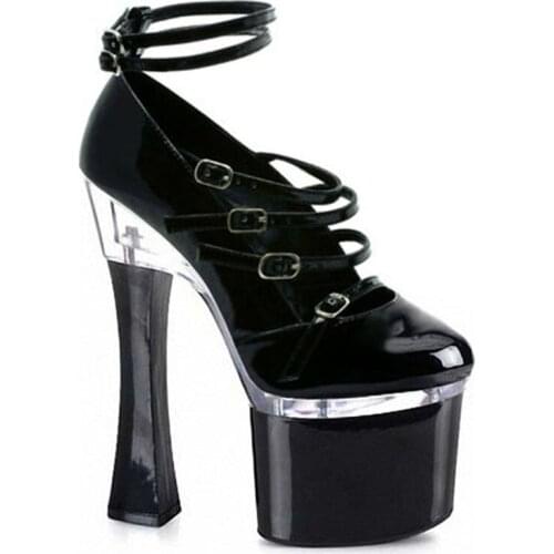 18cm ultra high heel shoe, fish mouth hollow glass and shoes, pole dance performance small Dance Shoes