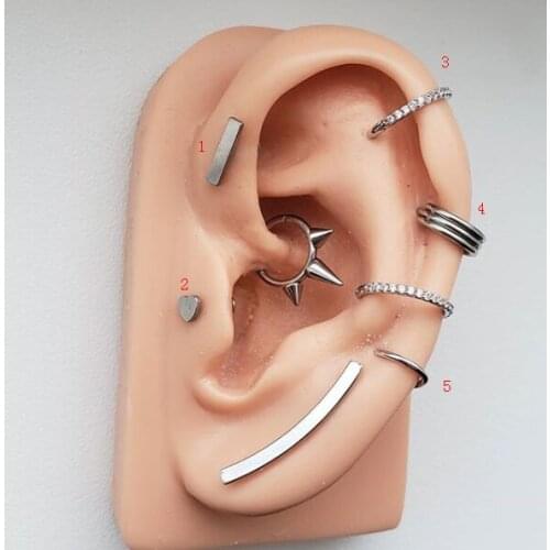 Hot sale stainless steel 16G bar heart labret tragus helix conch cartilage septum clicker ring nose ring piercing jewelry