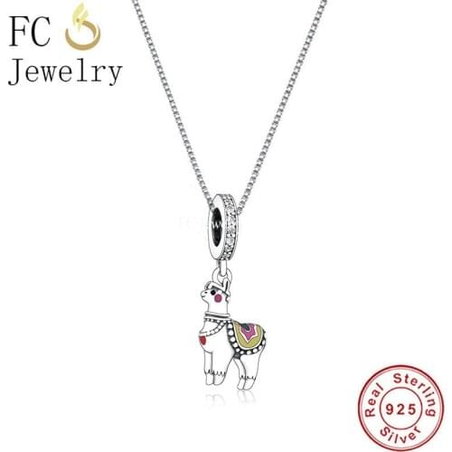 925 Sterling Silver Auatralia Enamel Alpaca Lama Pendant Necklace For Femme Chain Choker Collier Trinket Bijoux jewelry 2021 New