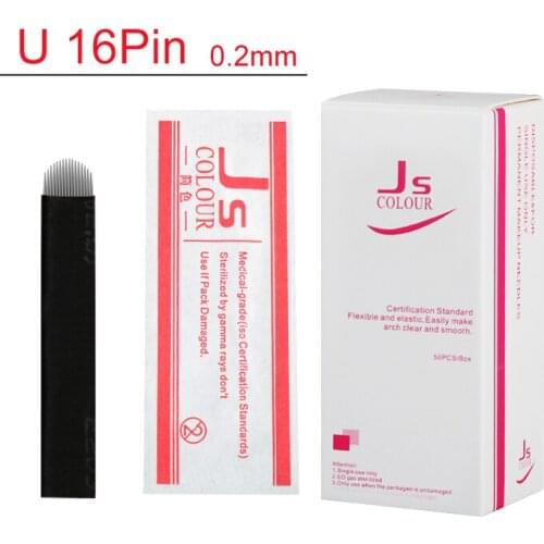 100 PCS U Shape 3D Embroidery Manual Eyebrow Tattoo Pen Blade 16 Pin Needles For 3D Permanent Makeup Eyebrow