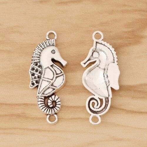 20 Pieces Tibetan Silver Seahorse Hippocamp Connectors Charms Pendants for DIY Bracelet Jewellery Making Accessories