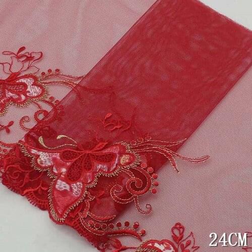 29Yards Beautiful Butterfly Applique Embroidered Lace Ribbon Trim Pink Red Top Bra Underwear for Sewing Crafts Bridal Apparel