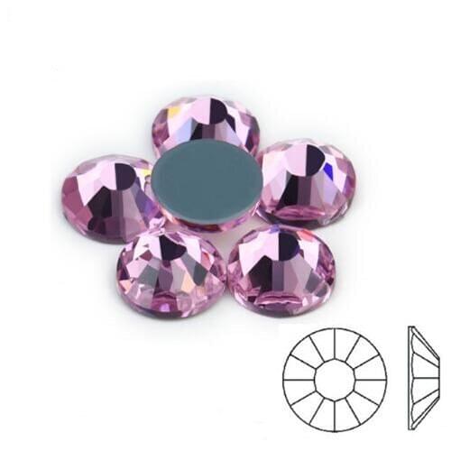 AAAAA Top Quality Super Bling SS4~SS30 Lt Rose Pink Color Hot Fix Stone Beads Flatback Iron On Hotfix Strass Rhinestone