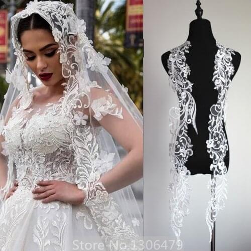 2PCs/pair Sequins Lace Flower Accessories, Handmade DIY Materials, High-grade Wedding Dress Decoration, Large Back Decals,RS1582