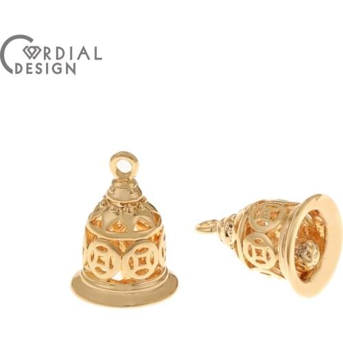 Cordial Design 30Pcs 11*15MM Jewelry Accessories/Charms/Bell Shape/Genuine Gold Plating/Hand Made/Earring Findings/DIY Pendant