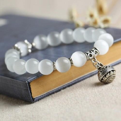 New Natural Opal Womens Bracelet, Crystal Bracelet, Ethnic Style Retro Decoration White Bell Jewelry