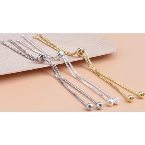 S925 pure silver DIY manufacturing Bracelet accessories silicone telescopic adjustable chain making Necklace long chain extensio