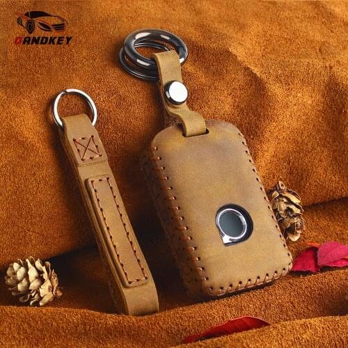 Dandkey Genuine Leather Smart Car Key Case For Car For VOLVO S90 V90 XC90 XC60 XC40 2017 2018 T5 T6 2015 2016 T8