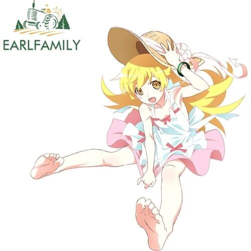 EARLFAMILY 13cm x 12.6cm for Oshino Shinobu Feet Funny Car Stickers Creativite Car Windows Vinyl Decal Waterproof Decoration