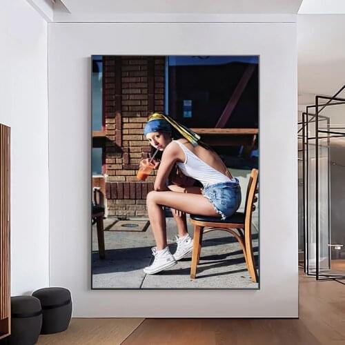 Famous Girl with Wearing Pearl Earrings Canvas Painting Abstract The Milkmaid Posters and Prints Wall Art Picture for Home Decor