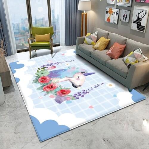 Creative Cartoons Horse 3D Printed Carpets for Living Room Bedroom Area Flannel Rugs Anti-Slip Decor Mats